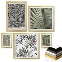 WANDBILDER 5er Set - 50x50 cm & 20x30 cm & 40x60 cm Goldrahmen - Formmuster in Grün - Goldfarben, Kunststoff (40/60cm) - ArtPrintCave