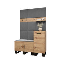 GARDEROBEN-SET 196/126/45,6 - Schwarz/Eiche Artisan, Holz/Kunststoff (126/196/45.6cm) - Abiks Möbel