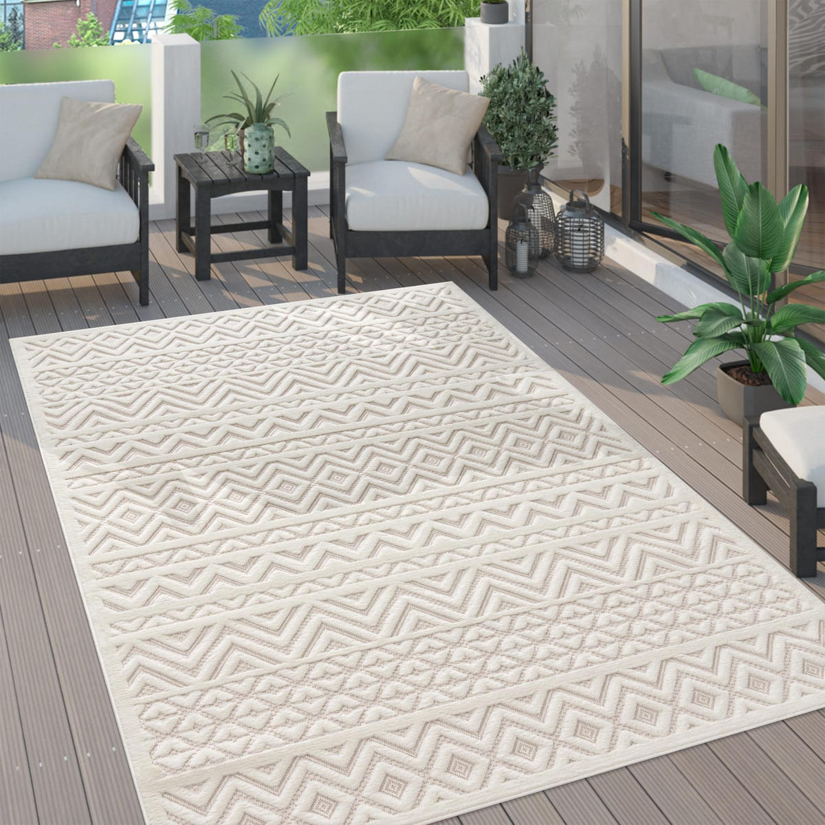 OUTDOORTEPPICH 60/100 cm Livorno 673 - Creme, Kunststoff (60/100cm) - Paco Home