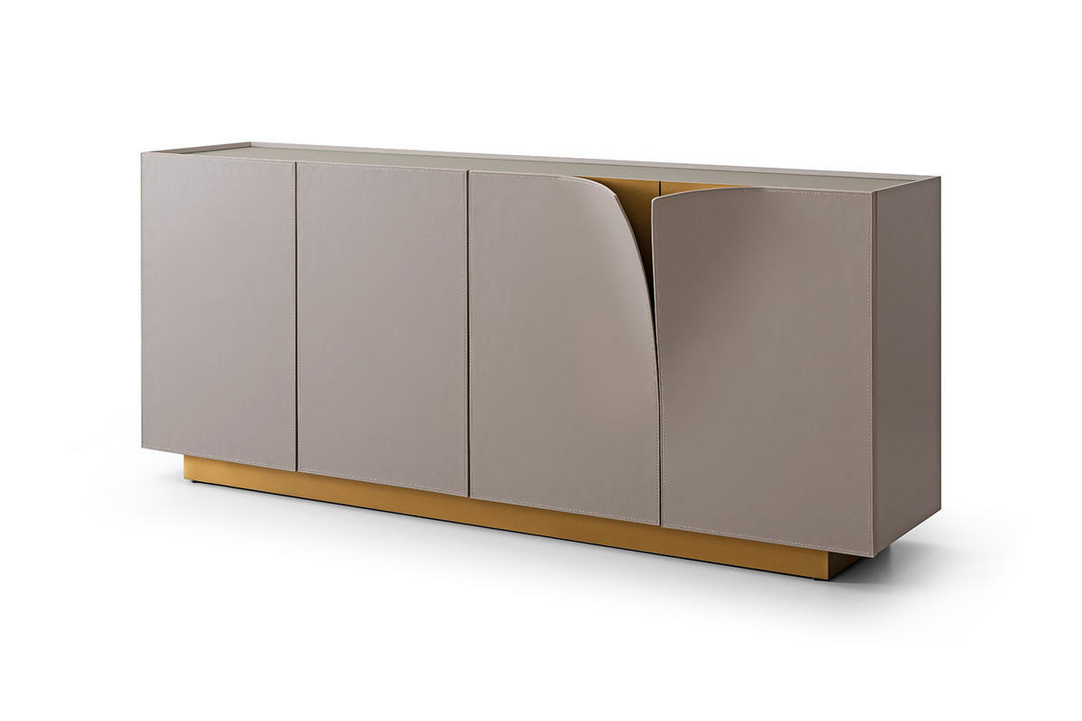 SIDEBOARD EMMA Grau Holz - Messingfarben/Braun, Holzwerkstoff/Metall (180/78/42cm) - KAWOLA
