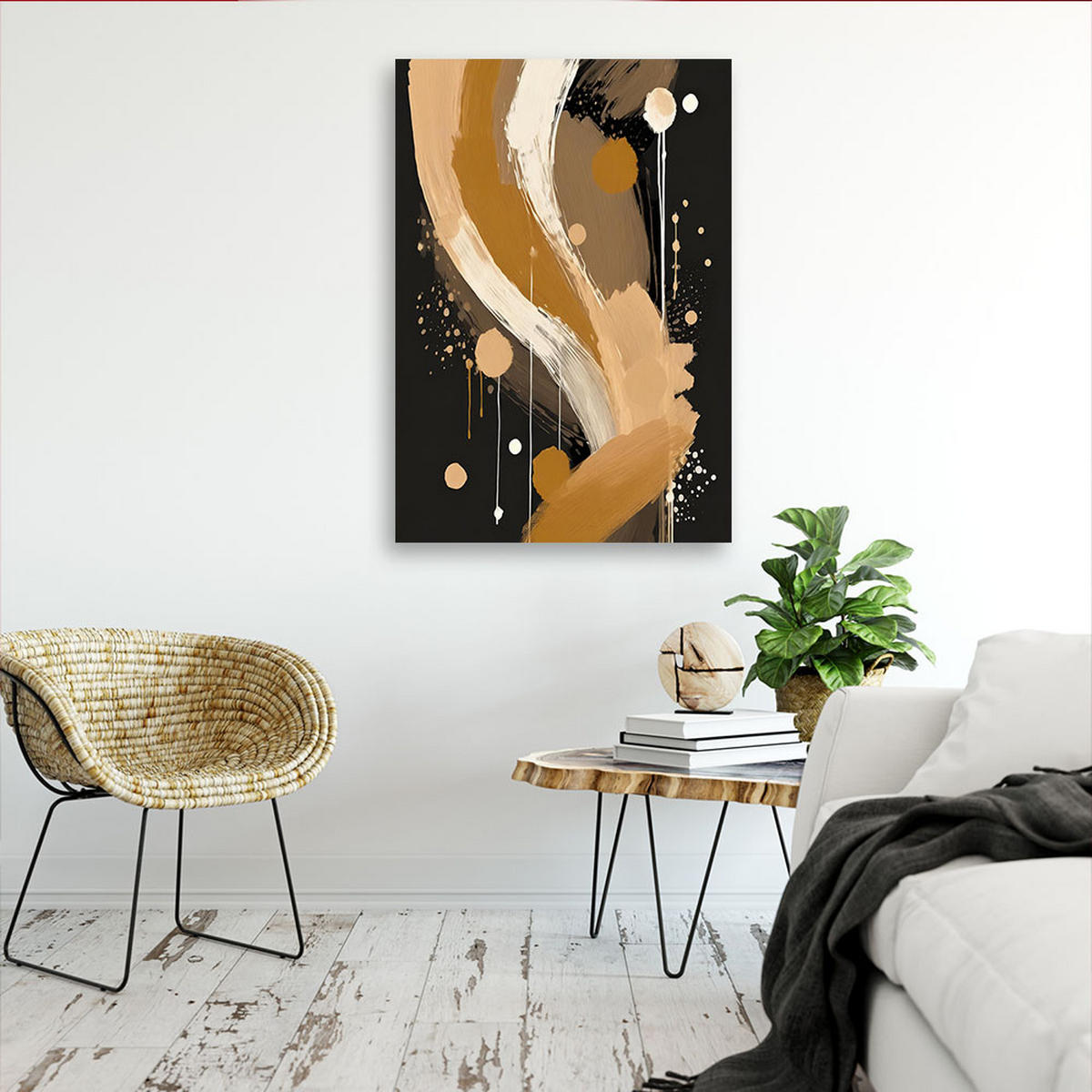 LEINWANDBILD Abstraktion 70x100cm - Beige, Textil (70/100cm) - Feeby