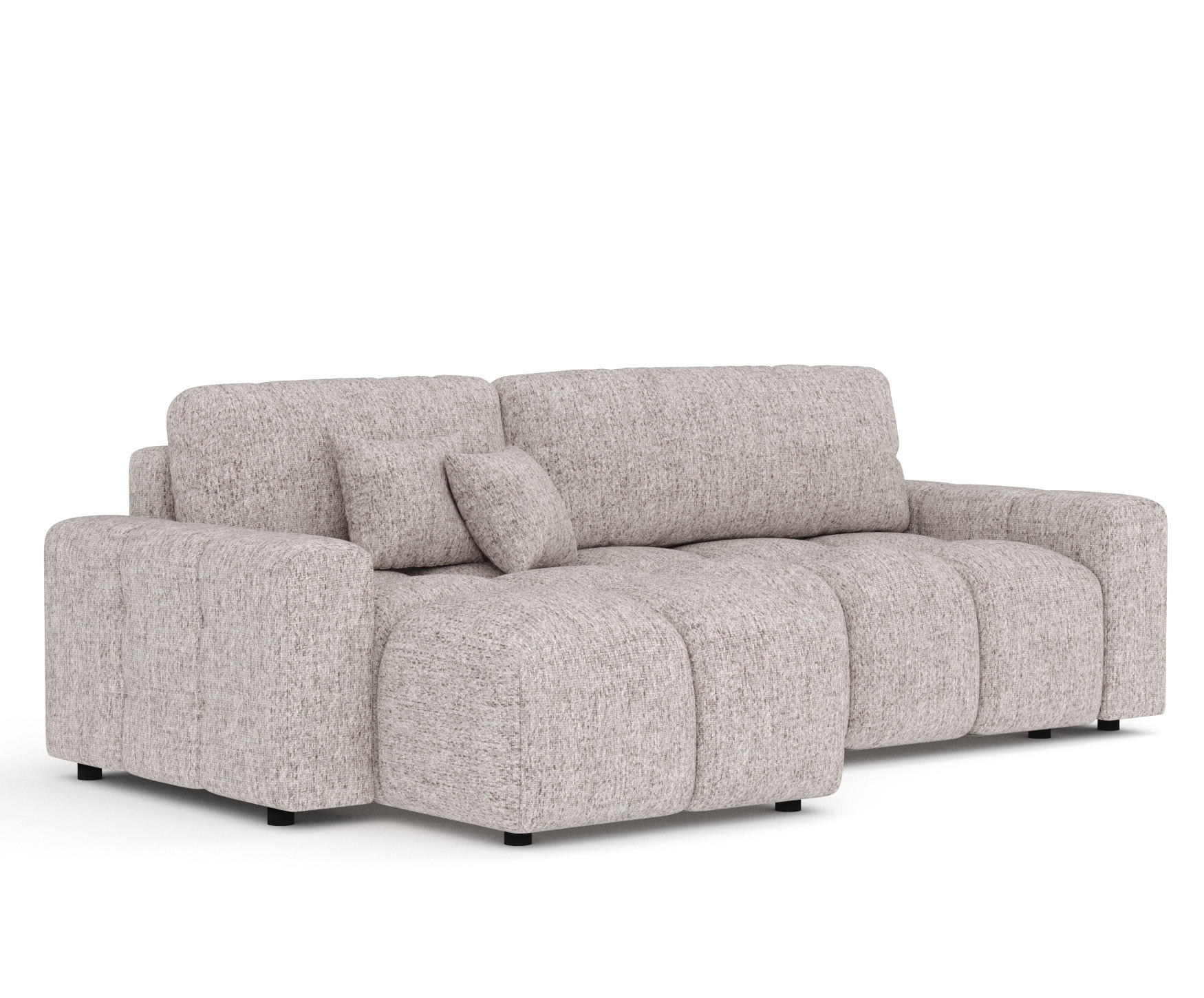 ECKSOFA MIT SCHLAFFUNKTION Ucci Hellbraun Webstoff - Hellbraun/Schwarz, Holz/Holzwerkstoff (233/142cm) - Maison de Reve