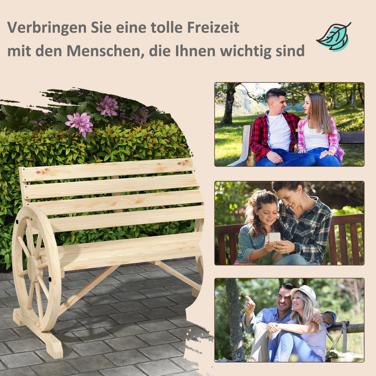 GARTENBANK, Tannenholz, Naturholz - Naturfarben, Holz (56/79/105.5cm) - Outsunny