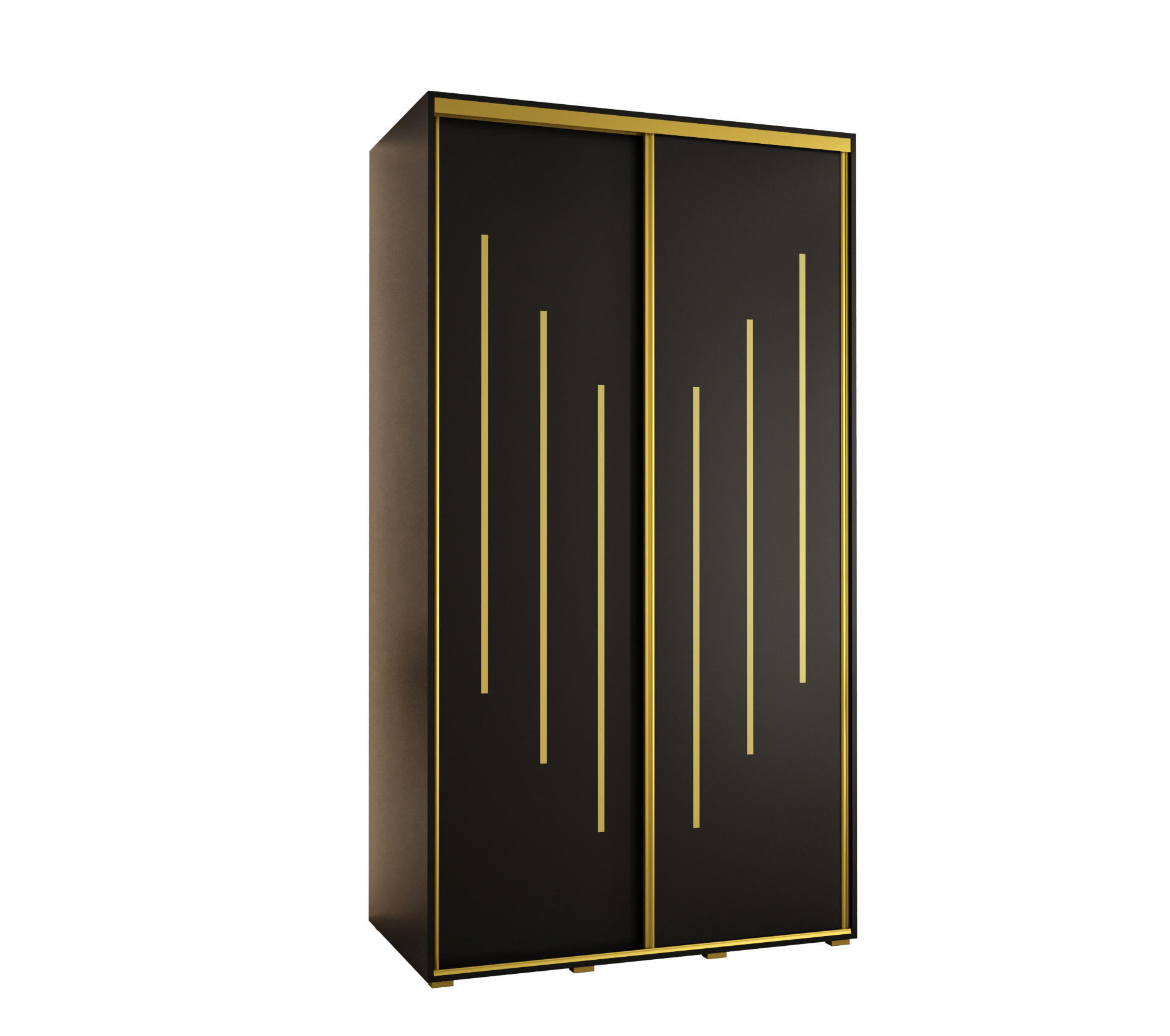 Abiks Möbel Schwebetürenschrank Schwarz, Schwarz, Gold 130x235x60 cm