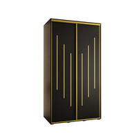 SCHWEBETÜRENSCHRANK 235,2/140/45 2-türig - Goldfarben/Schwarz, Holz/Metall (140/235/45cm) - Abiks Möbel