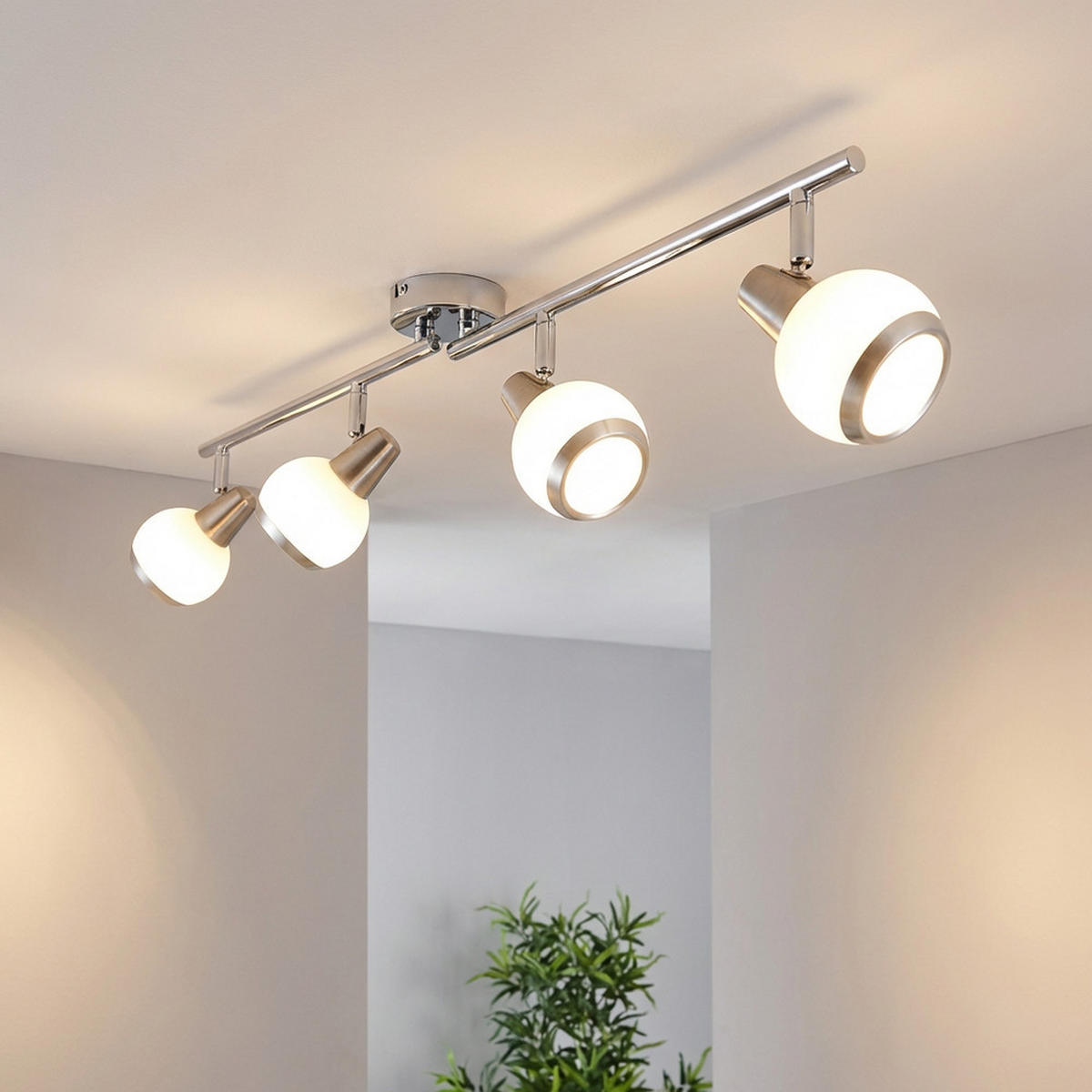 LED DECKENLEUCHTE KARDE Chrom Silber - Silberfarben, Glas (80/8/15cm) - Globo Lighting