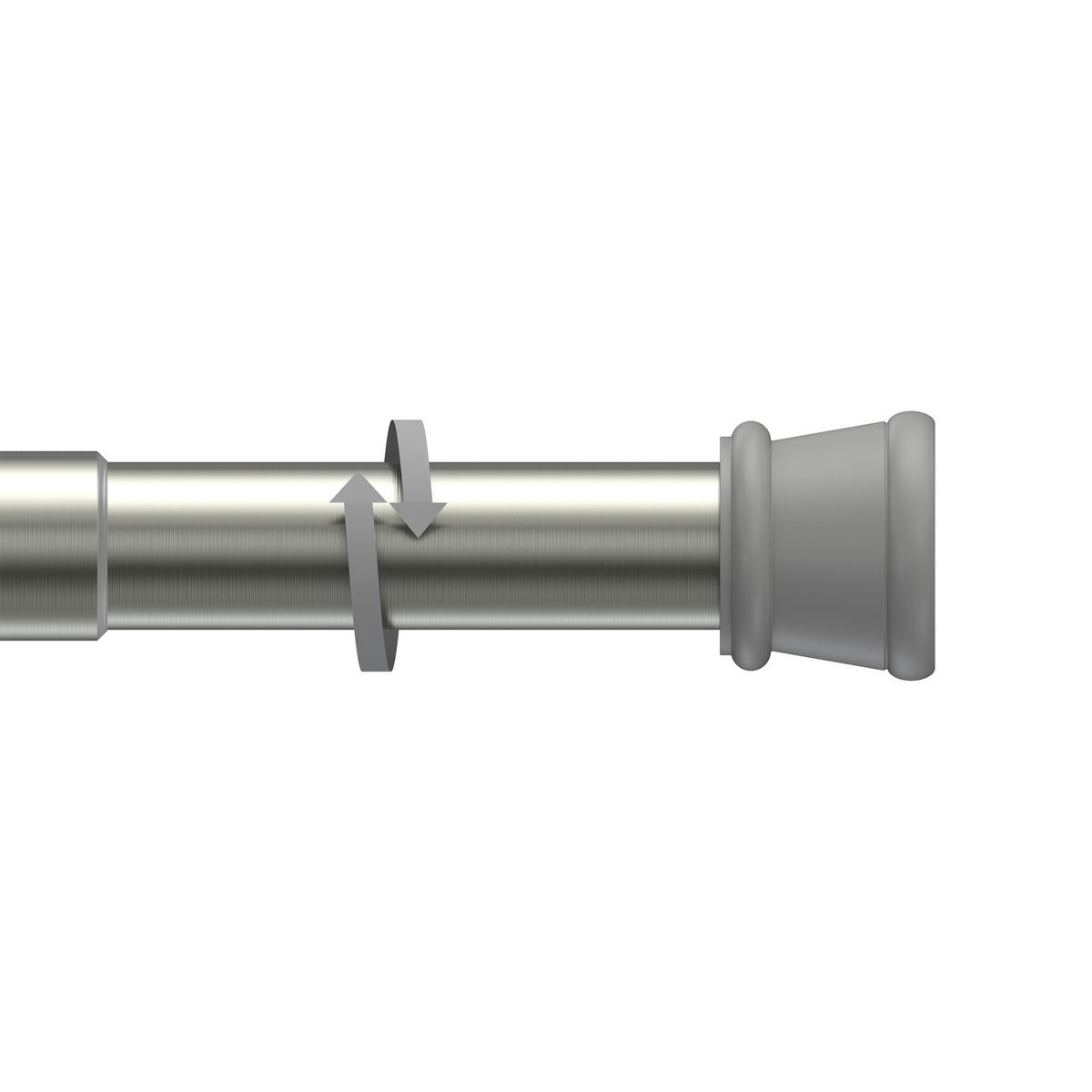 SPANNSTANGE/DUSCHVORHANGSTANGE Tensofix 80-130 cm, 26/23 mm Ø Edelstahl-Optik - Edelstahlfarben, Kunststoff/Metall (130cm) - INTERDECO