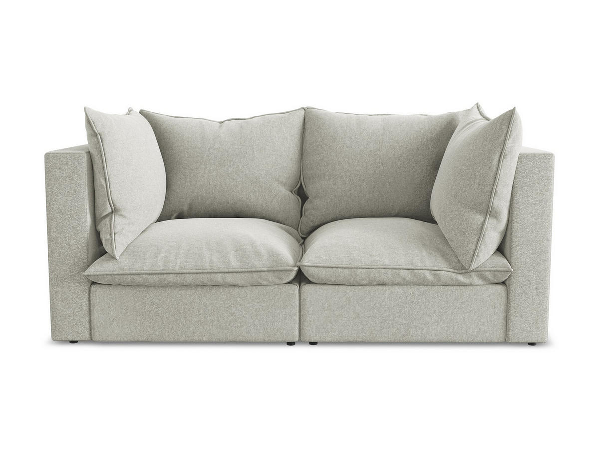 2-SITZER SOFA Samt Stoff Grau - Hellgrau/Schwarz, Holzwerkstoff/Kunststoff (180/77/90cm) - Makamii