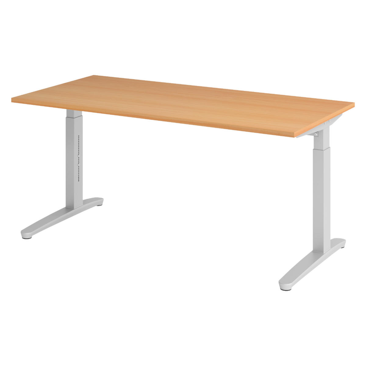 SCHREIBTISCH Serie-XB 80/160/74 cm in Buchefarben/Silberfarben - Buchefarben/Silberfarben, Holzwerkstoff (80/160/74cm) - bümö