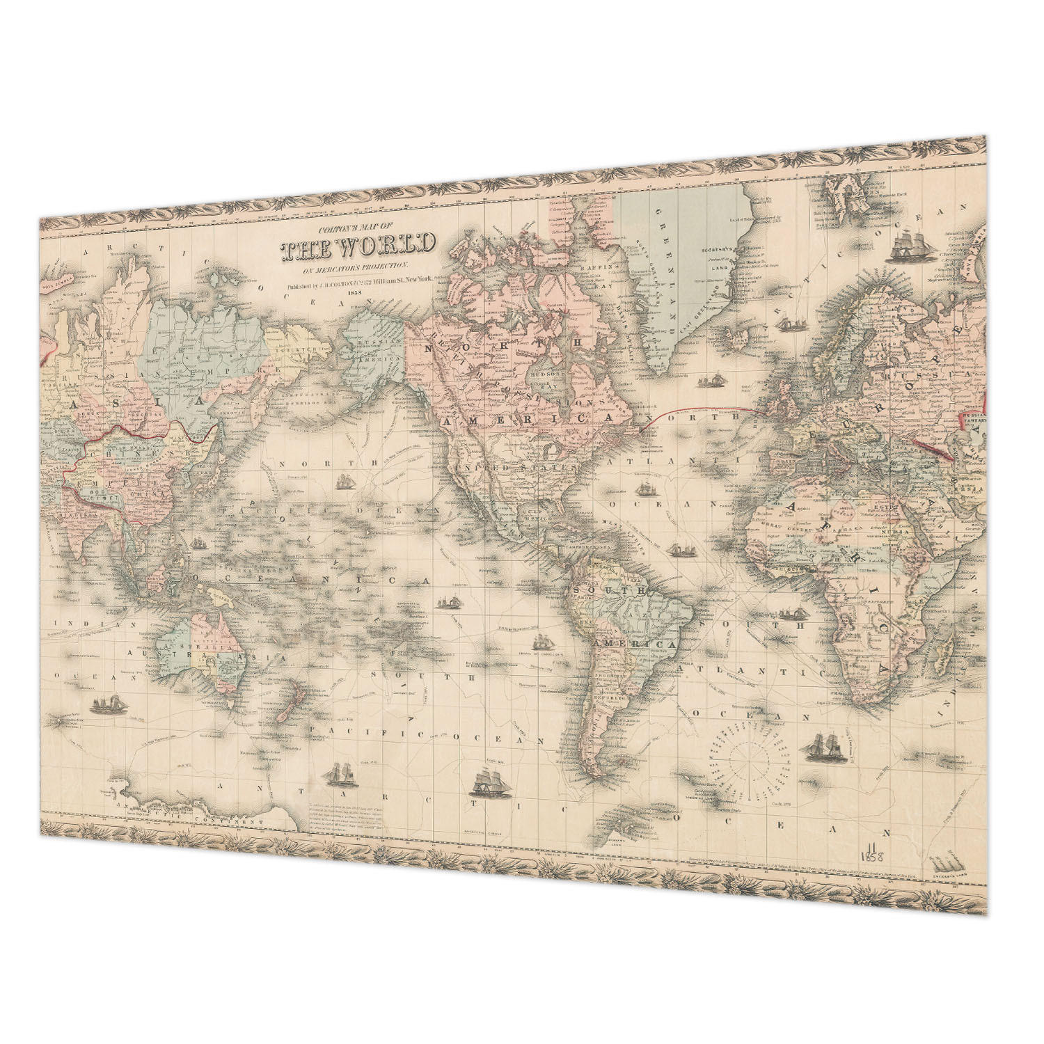 FOTOTAPETE 312x219 cm - Historische Karte - Beige, Textil (312/219cm) - Wallfluent