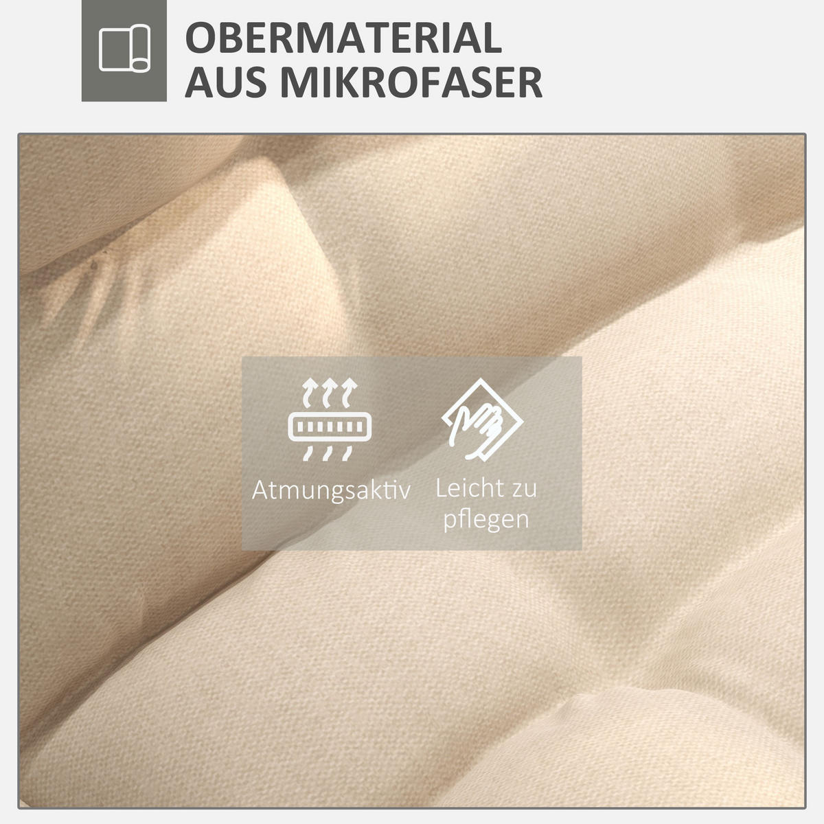 RELAXSESSEL Stahl, Leinenimitat, Beige - Beige, Metall (70/95/62cm) - HOMCOM