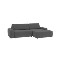 ECKSOFA Lopez Grau Samt-Stoff - Schwarz/Grau, Holz/Kunststoff (264/162cm) - S-Style Möbel