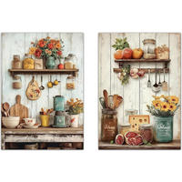 POSTER Set Mit 2 Rustikale Küche A3 Rahmenlos - Klar, Papier (29.7/5/42cm) - Nacnic