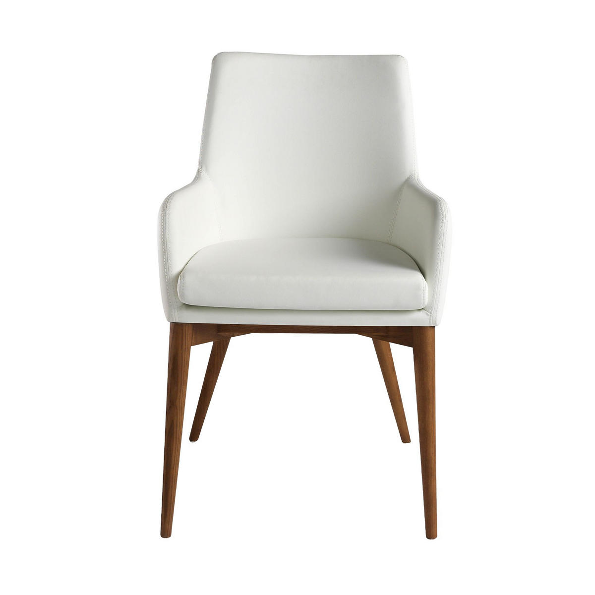 STUHL aus weißem Öko-Leder 57/64/88 cm - Walnussfarben/Weiß, Leder/Holz (57/88/64cm) - ANGEL CERDA