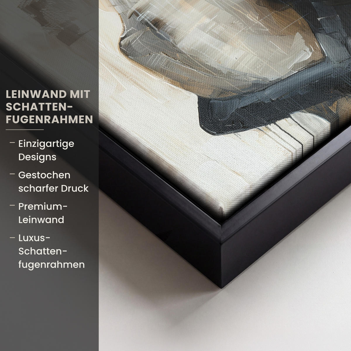 LEINWAND Bilder mit Rahmen - Abstrakt - Liebe - Schwarz und weiß - Modern - 20x20 - Schwarz, Textil (20/20cm) - MuchoWow
