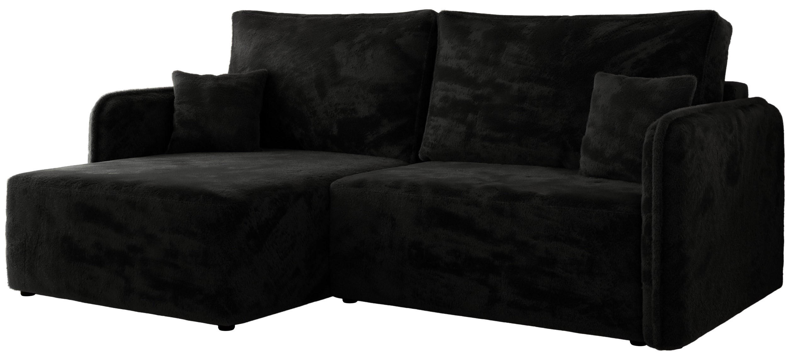 ECKSCHLAFSOFA MESTO L Schwarz Plüsch - links - Schwarz, Kunststoff/Textil (227/147cm) - MKS