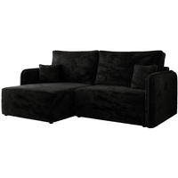 ECKSCHLAFSOFA MESTO L Schwarz Plüsch - links - Schwarz, Kunststoff/Textil (227/147cm) - MKS