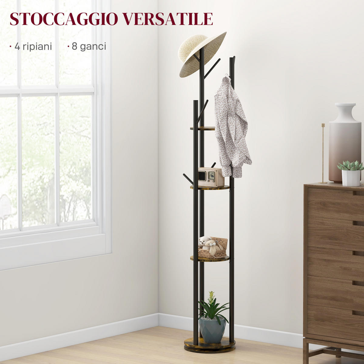 GARDEROBENSTÄNDER Braun 1 Stück - Braun, Holzwerkstoff (30/175/30cm) - GiPP