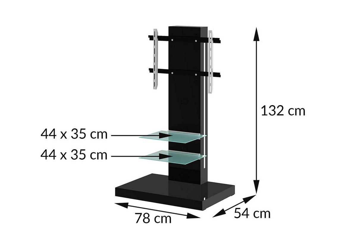 TV RACK rechteckig Weiß Hochglanz Glas 78/132/54 cm - Weiß Hochglanz, Holzwerkstoff (78/132/54cm)