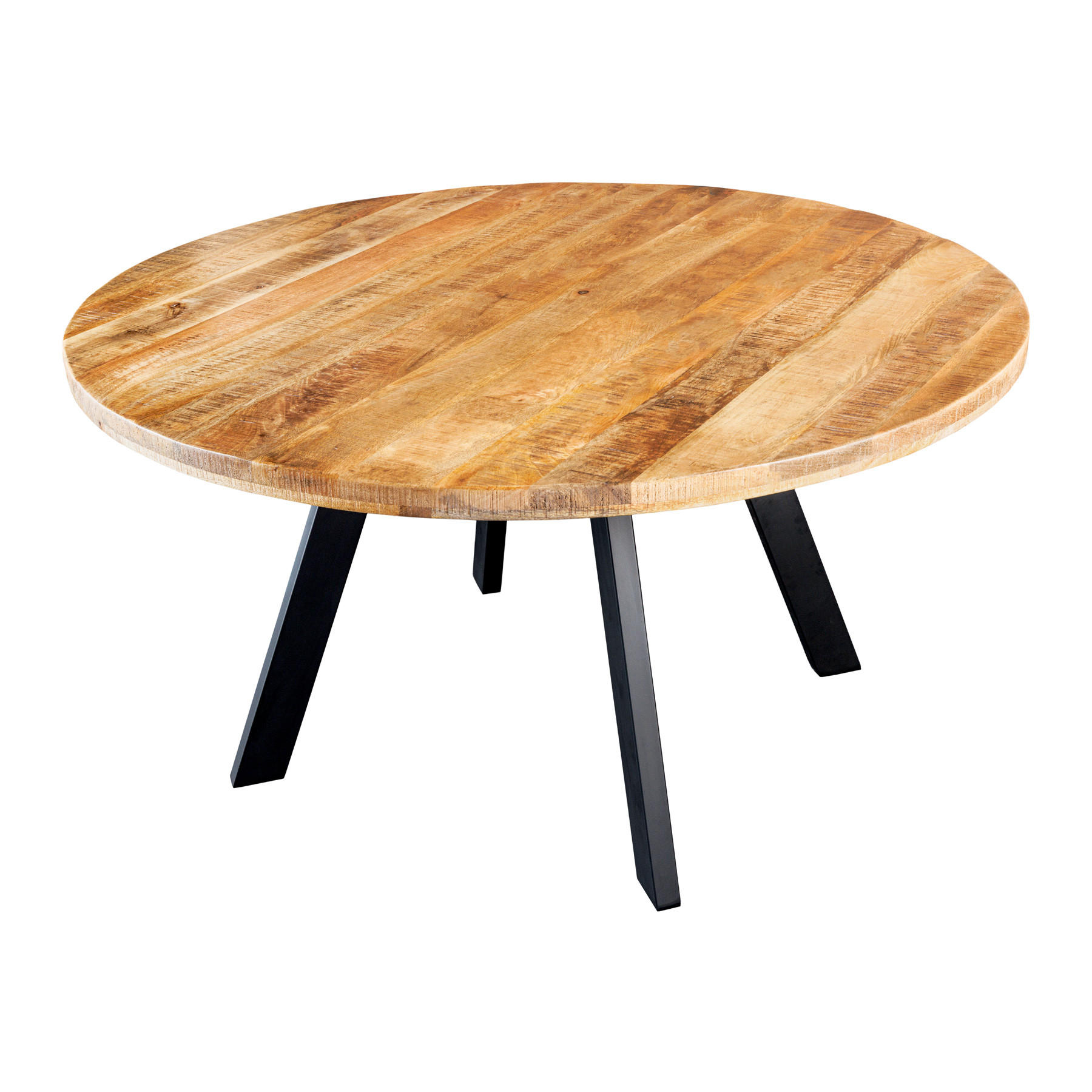 ESSTISCH IRON CRAFT Mango Natur 140 cm - Schwarz/Naturfarben, Holz/Metall (140/140/76cm) - riess-ambiente