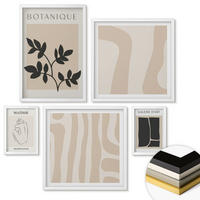 WANDBILDER 5er-Set - 50x50 cm & 20x30 cm & 40x60 cm Weißer Rahmen - Abstrakte Pflanzenmotive - Weiß, Kunststoff (40/60cm) - ArtPrintCave