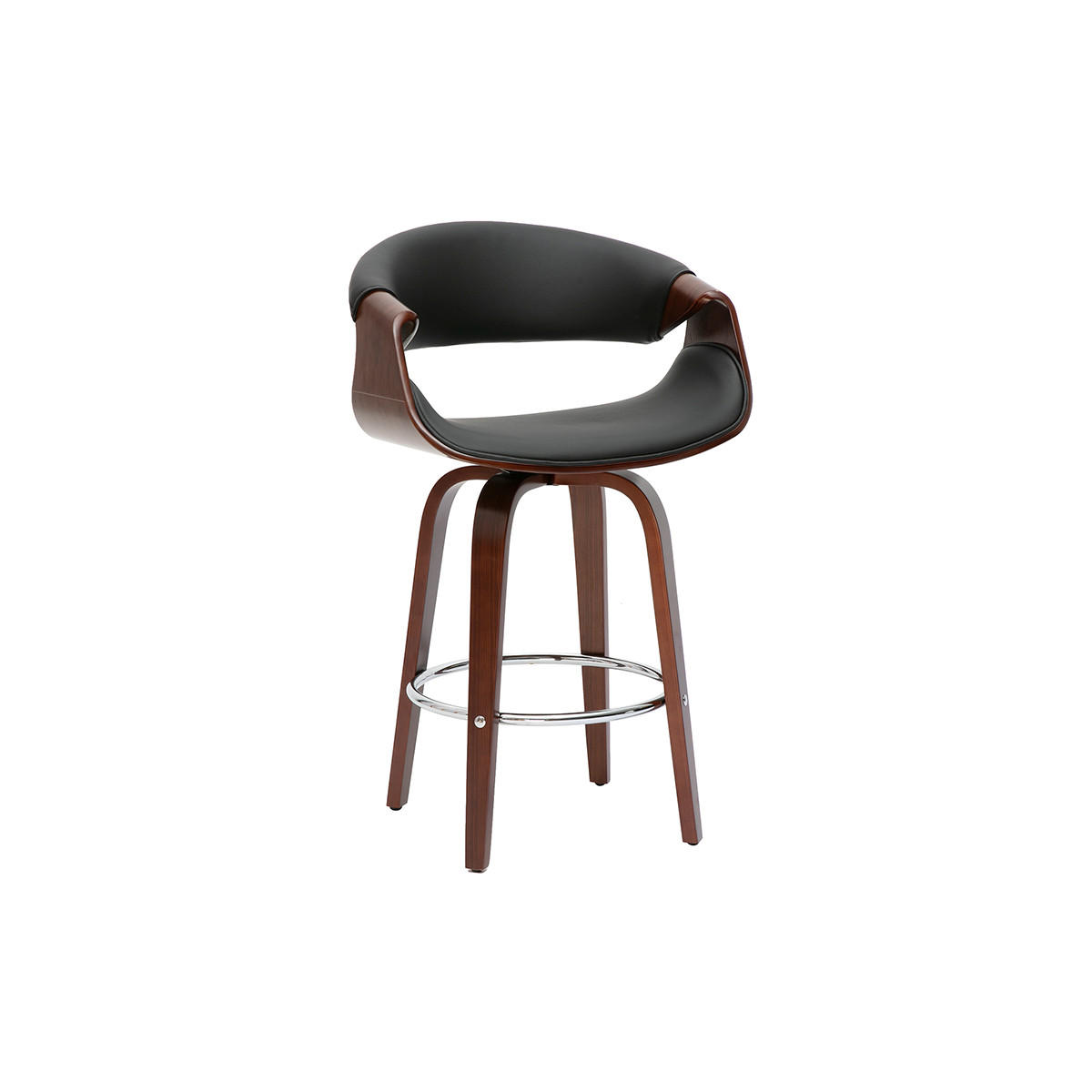 BARHOCKER Design Schwarz Dunkles Holz 65 cm ARAMIS - Schwarz, Holz (50/98.5/60cm) - Miliboo