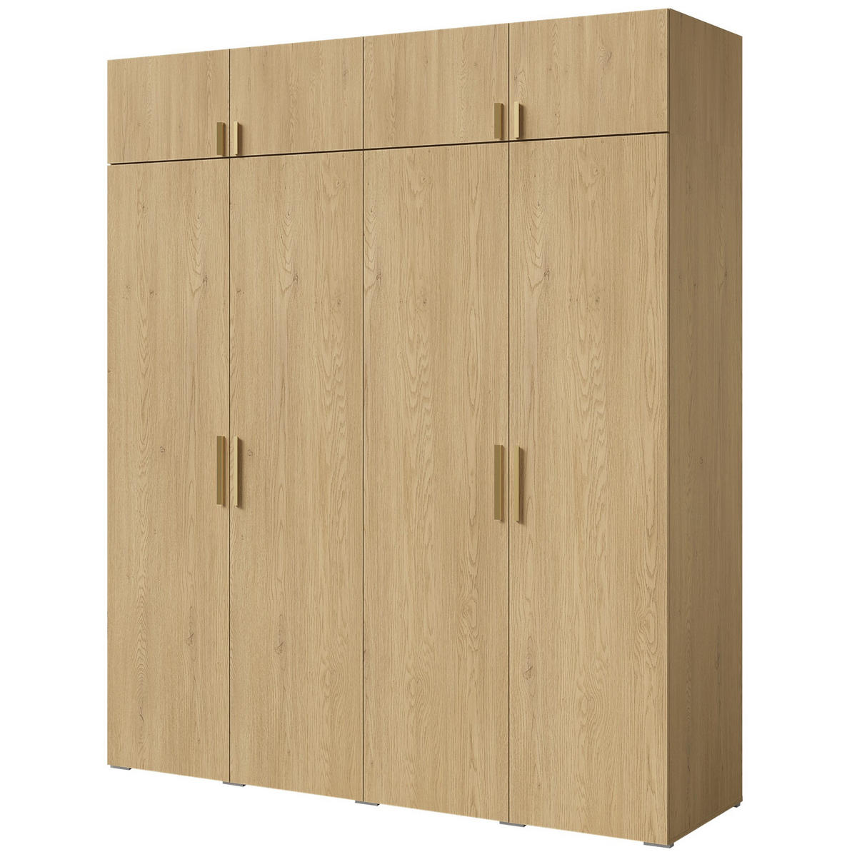 DREHTÜRENSCHRANK mit Aufsatz Napoli 4D 200 Eiche Cremona (schwarzer oder goldener Griff) - Eichefarben/Silberfarben, Holzwerkstoff/Kunststoff (200/35/60cm) - mzm24