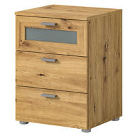 NACHTTISCH Eiche Artisan Komforthöhe 60 cm, 3x Schublade mit Vollauszug - Silberfarben/Eiche Artisan, Glas/Holzwerkstoff (45/60/40cm) - Inn.Furn