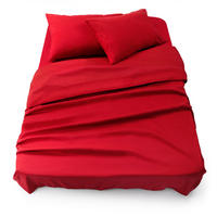 BETTLAKEN 3er Set - Spannbettlaken 180x200x30cm 2X Kissenbezug 50x80cm - Red - Rot, Textil (180/200cm)