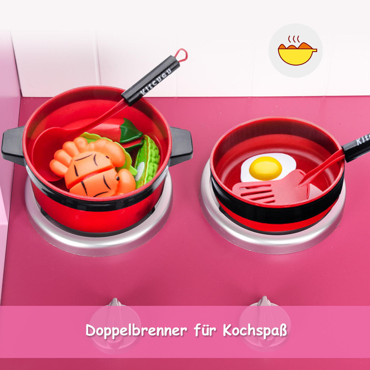 KINDERKÜCHE Holz Pink - Pink, Holz (30/101/82cm) - COSTWAY