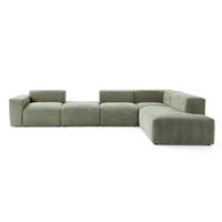 5-SITZER modulares Ecksofa HEAVEN SET 5 Rechts, Breite 380 cm Webstoff Grün - Schwarz/Grün, Holz/Kunststoff (245/380cm) - Muffo