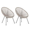 RATTANSTUHL 2er-SET Kunststoff hellgrau 70 cm Acapulco II - Hellgrau/Schwarz, Kunststoff (70/87/90cm) - Beliani