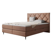 BOXBETT Letra - Hellrosa/Schwarz, Holz/Textil (160/200cm) - MIRJAN24
