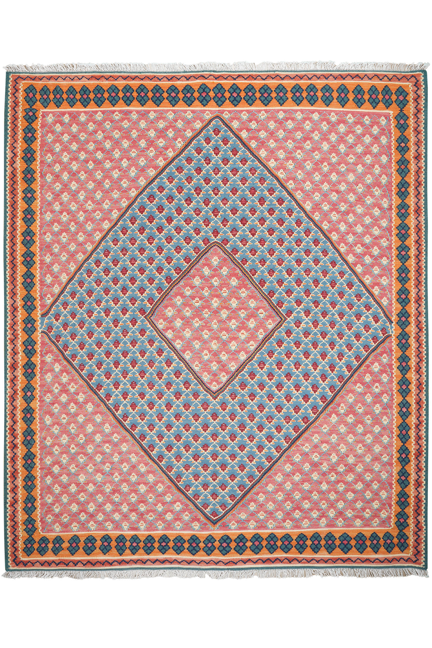 HANDWEBTEPPICH Kelim Senneh Blau 191/160 cm Schurwolle - Blau, Textil (160/191cm) - Looma