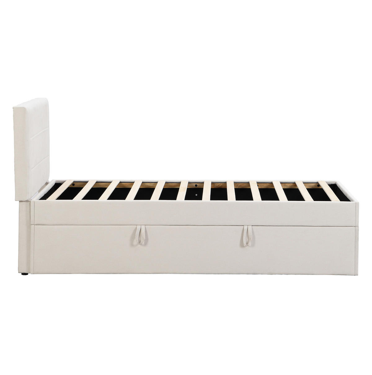 POLSTERBETT 90/200 cm in Beige mit gepolstertem Kopfteil und Lattenrost - Beige, Holzwerkstoff (90/200cm) - BEAOK
