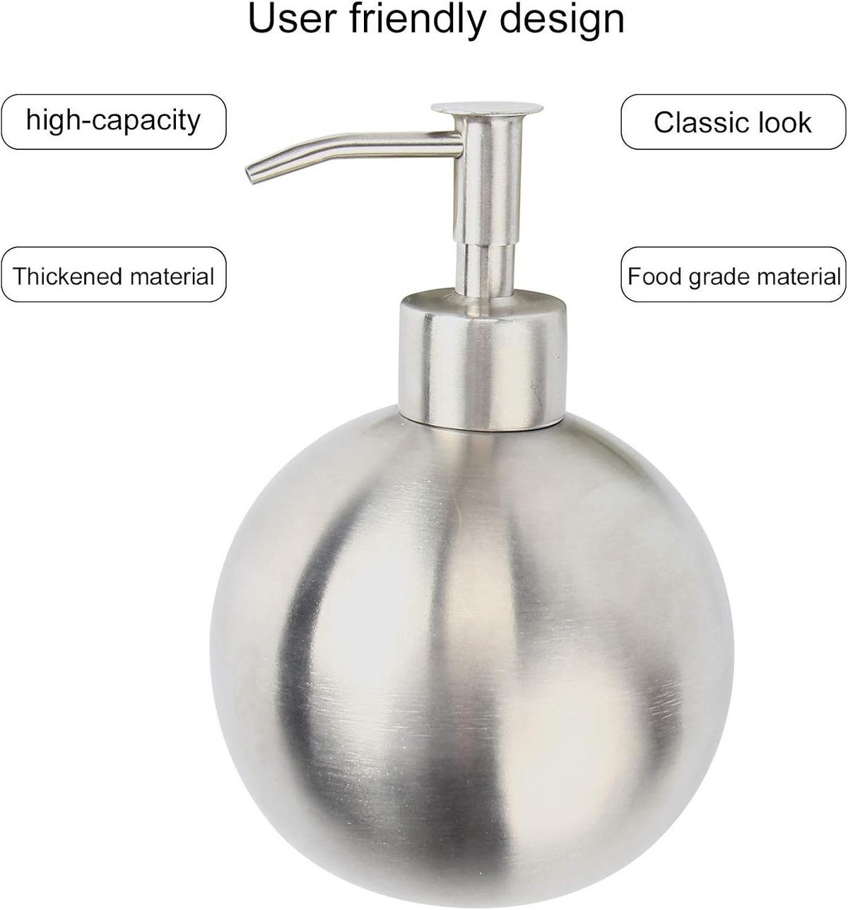 SEIFENSPENDER , 500-ml-Flüssigseifenspender - Silberfarben, Metall (4.8/14.8/9.5cm) - BELZ