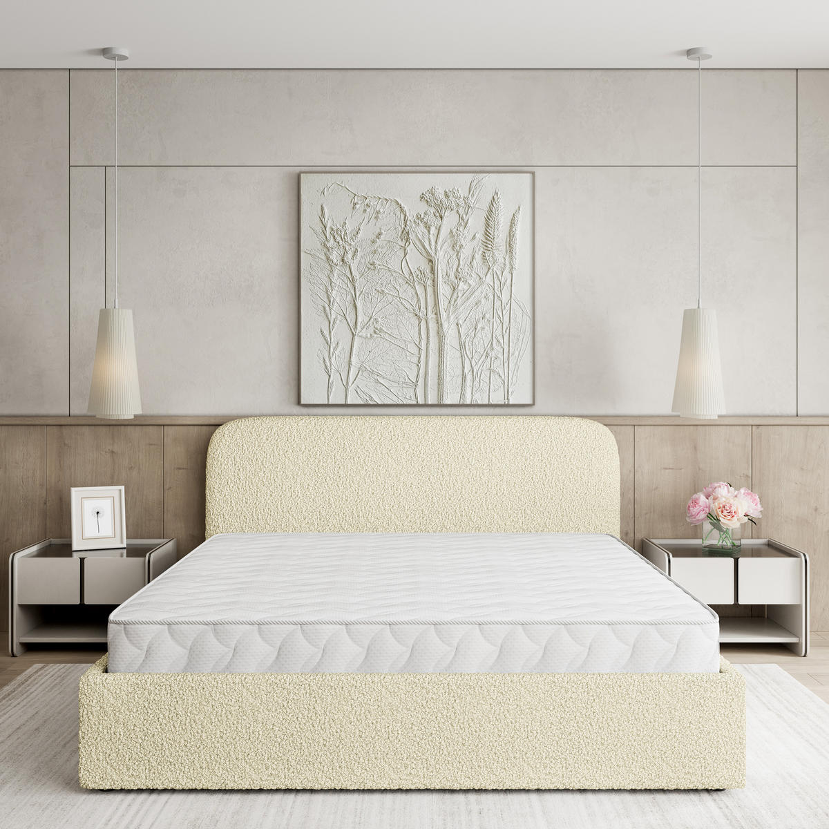 ČALOUNĚNÁ Postel RENIVE 160x200 cm Krémová - krémová, kompozitní dřevo/textil (160/200cm) - MASSENO