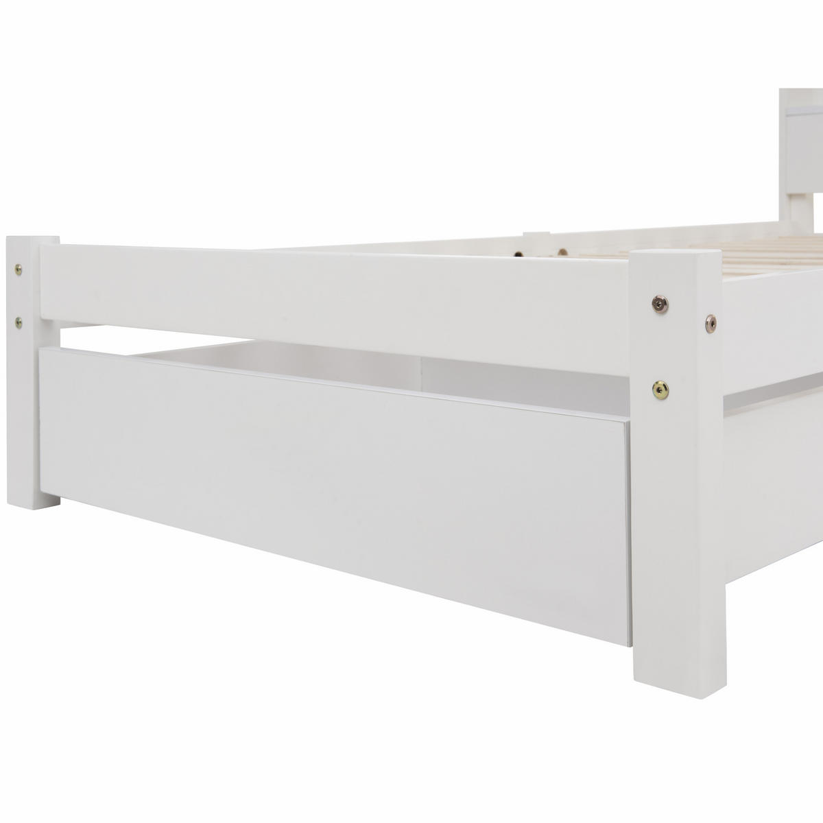 KINDERBETT 90/200 cm DE-00047, in Weiß, Schubladen und Bücherregal-Kopfteil - Weiß, Holz (90/200cm) - ComfortXL