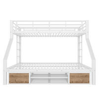 KINDERBETT Weiß Liegefläche 90/200 cm und 140/200 cm, Etagenbett, Schuhschrank, Staufächer, Sicherheitsgeländer, Leiter - Weiß, Metall (90/200cm) - PANGIVO