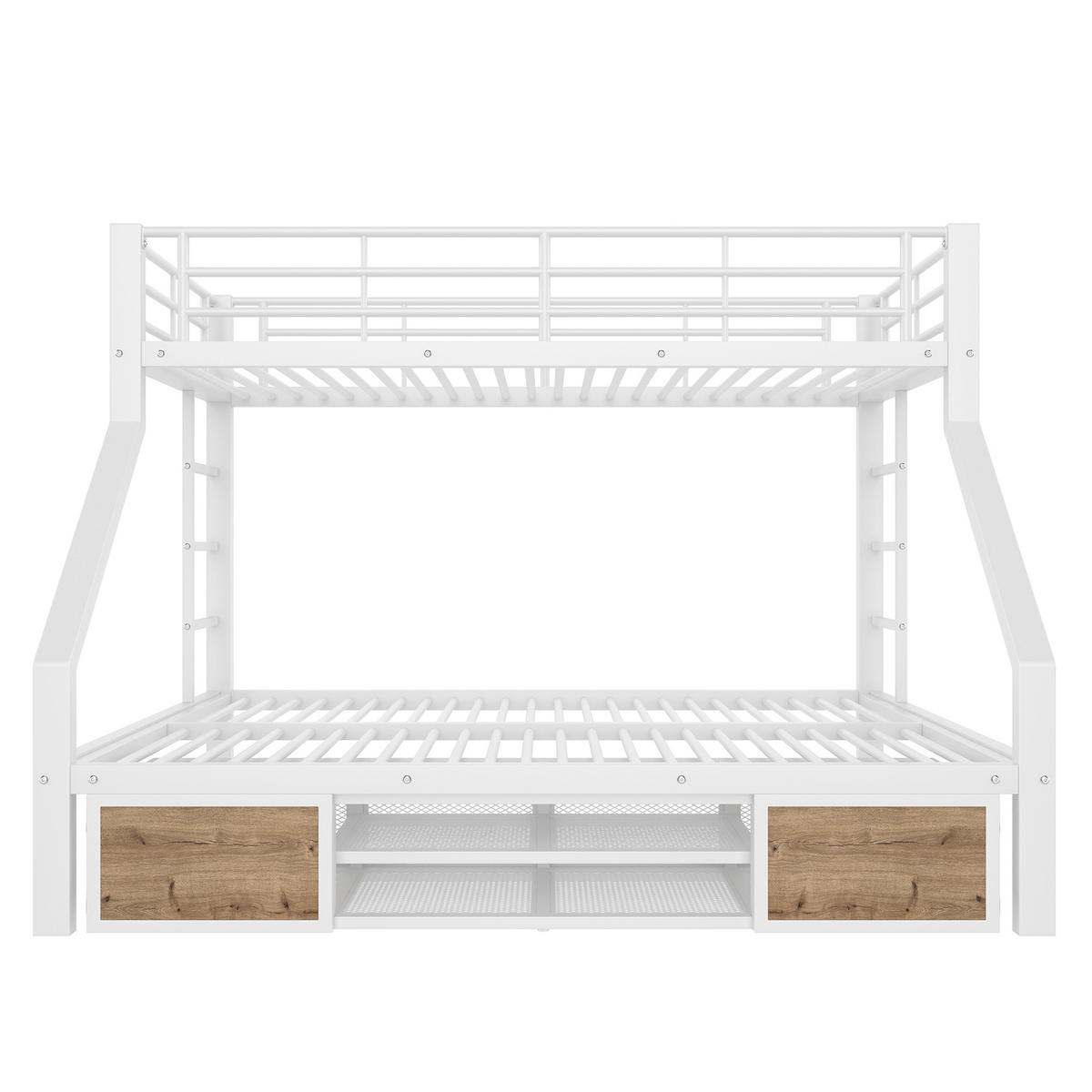 ETAGENBETT 90/200 cm & 140/200 cm in Weiß mit Schuhschrank, Staufächern und Leiter - Weiß, Holzwerkstoff/Metall (90/200cm) - WISHDOR