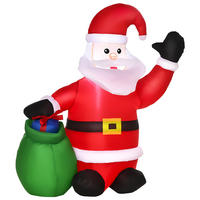 HOMCOM Aufblasbar Weihnachtsmann Schneemann Weihnachtsdeko LED Beleuchtet - Rot, Kunststoff (45/120/70cm) - HOMCOM
