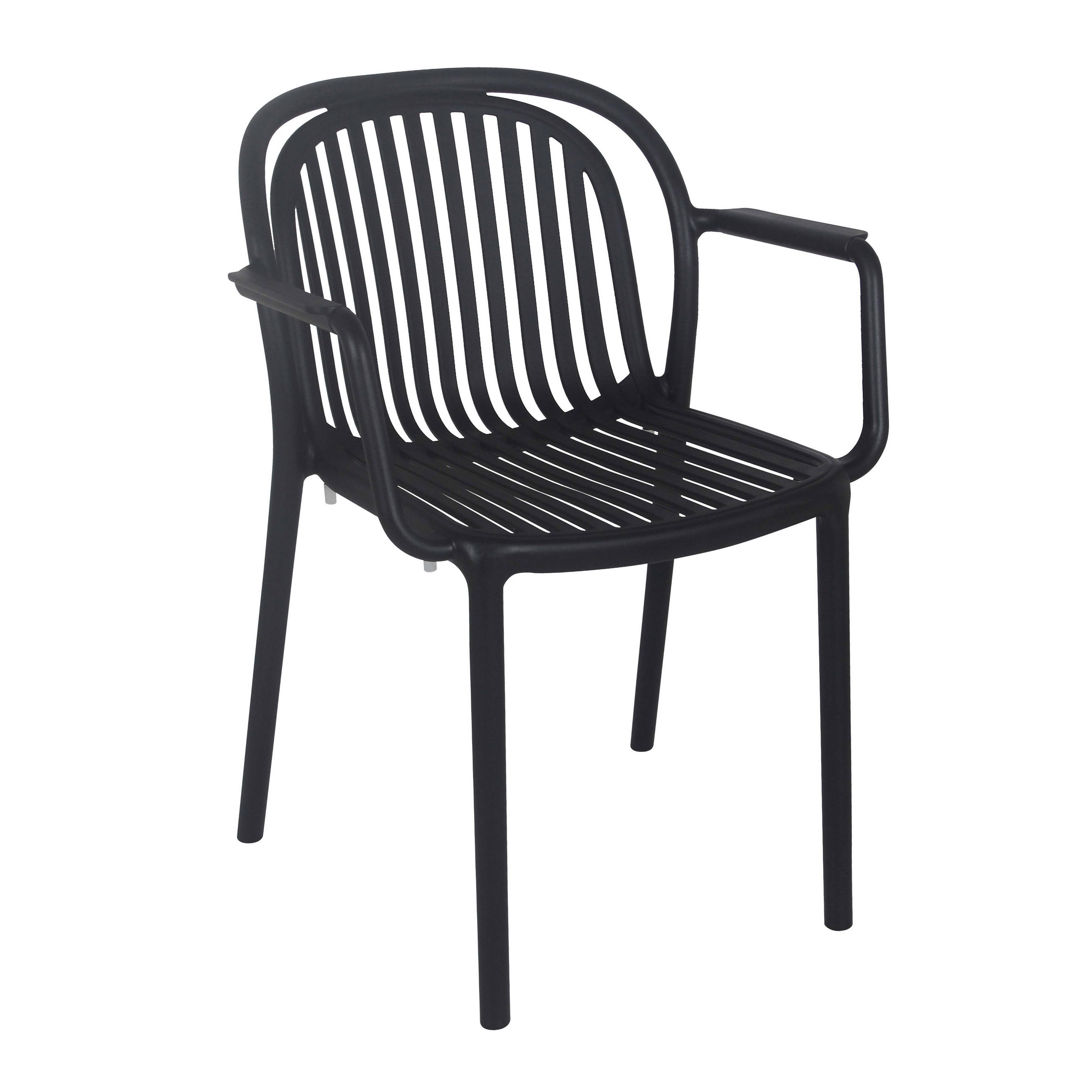 GARTENSTUHL, Schwarz - Schwarz, Kunststoff (57/58cm) - Oviala