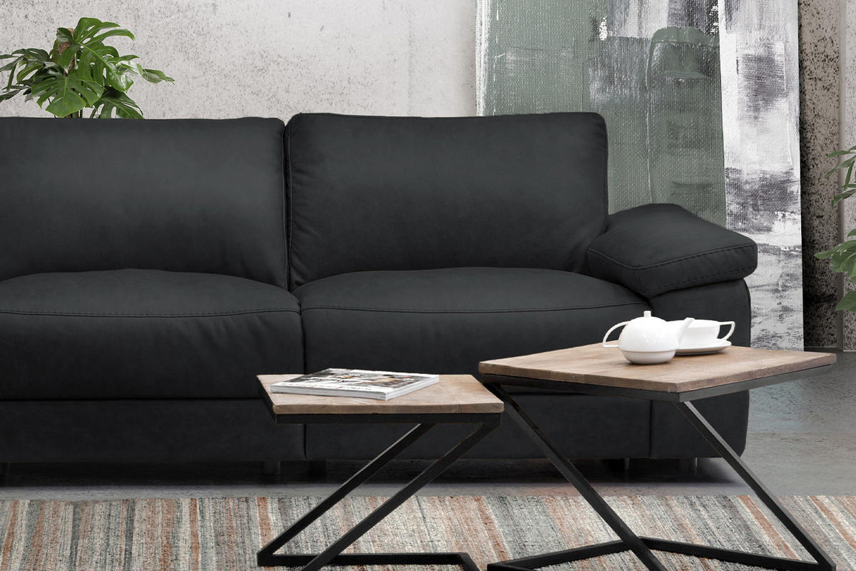 ECKSOFA XL MOTOR. RELAXFUNKTION LOLA Schwarz Leder - Schwarz, Leder (304/178cm) - KAWOLA