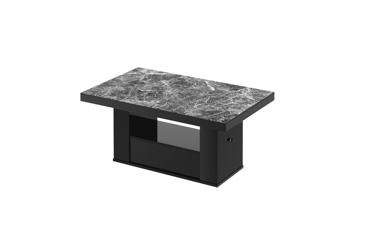 COUCHTISCH rechteckig Marmor dunkel - Schwarz Hochglanz 120/75/54 cm - Schwarz Hochglanz/Dunkelgrau, Holzwerkstoff (75/120/54cm) - designimpex