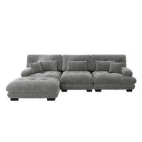 ECKSOFA modular mit beweglichen Ottomane, Cloud-Komfort und tiefem Sitz, Grau - Grau, Textil (313/145cm) - Redom