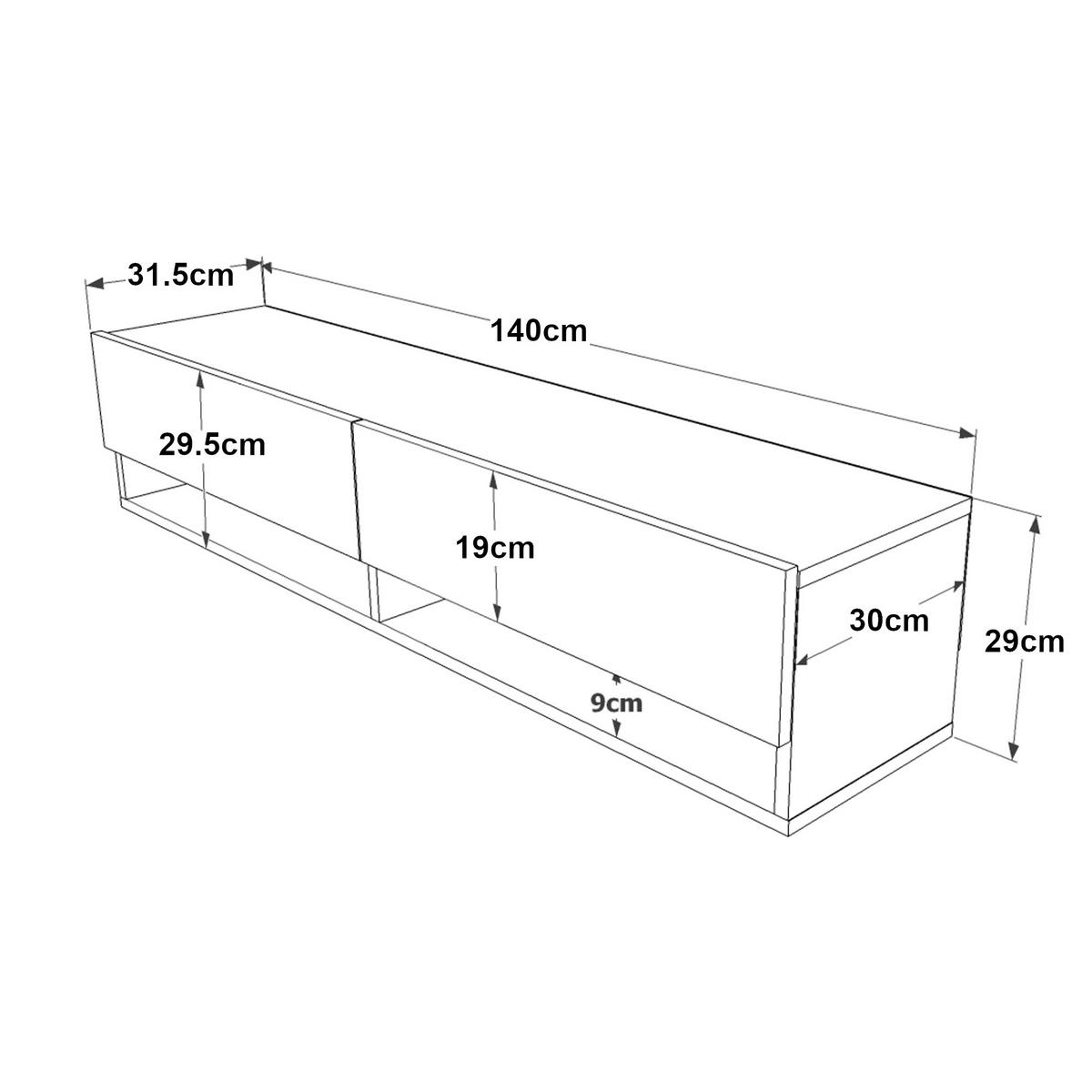 TV-ELEMENT Laitila - Anthrazit, Holzwerkstoff (140/29.5/31.5cm) - [en.casa]