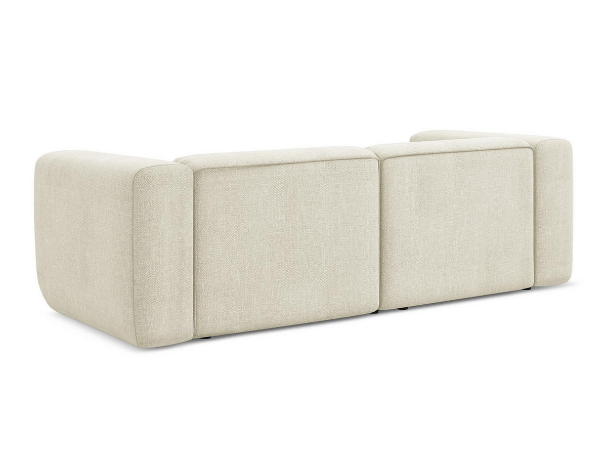POUF Bouclé Stoff Grau - Silberfarben/Braun, Holz/Textil (83/95/41cm) - Makamii