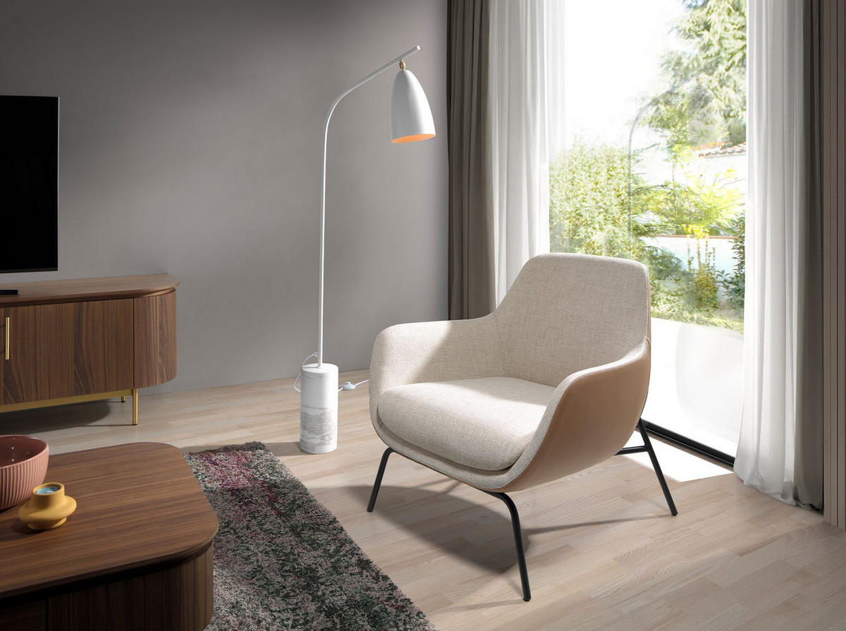 STELEUCHTE Stehleuchte aus Marmor und weißem Stahl 62/15/147 cm - Weiß, Metall (15/62/147cm) - ANGEL CERDA