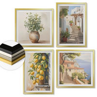 WANDBILDER 4er Set - 50x50 cm & 40x60 cm Goldrahmen - Zitronenblumen im Topf, Straßen - Goldfarben, Kunststoff (50/50cm) - ArtPrintCave