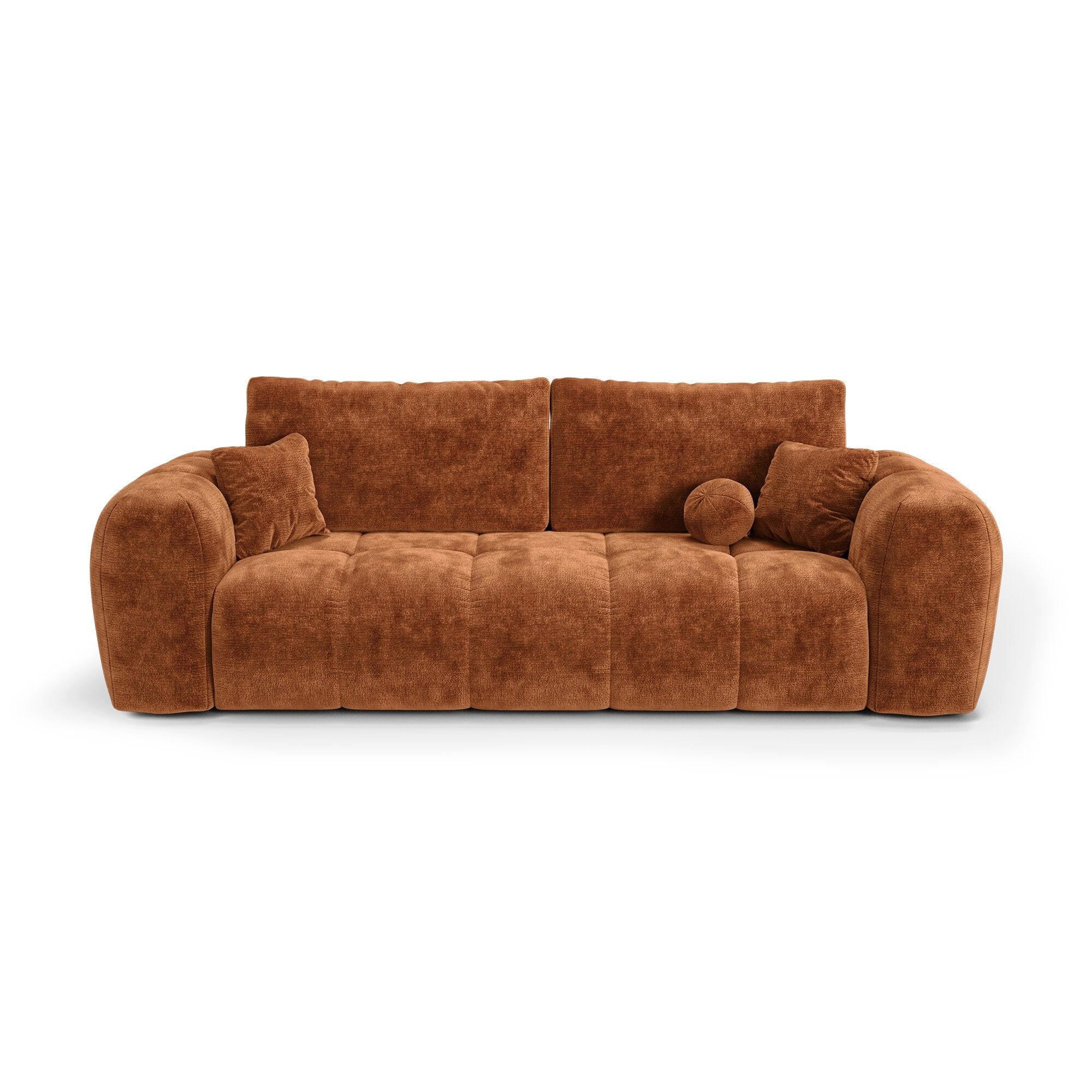 SCHLAFSOFA mit Stauraum SKY Geprägter Samt Terrakotta 260cm - Dunkelorange/Terracotta, Textil (260/75/100cm) - Premium Interiors